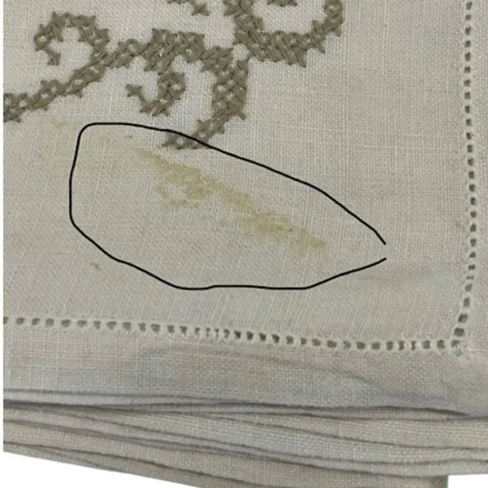 Vintage handmade linen dining napkins (12) with cross stitch